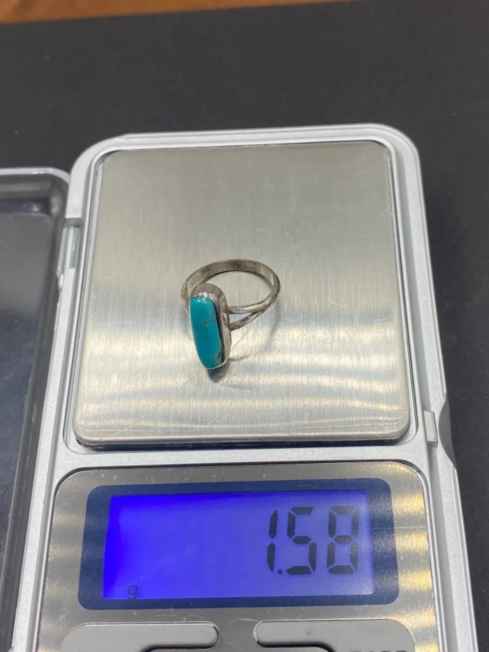 Vintage Sterling Silver Turquoise Pinky Child Ring Southwestern Old Handmade